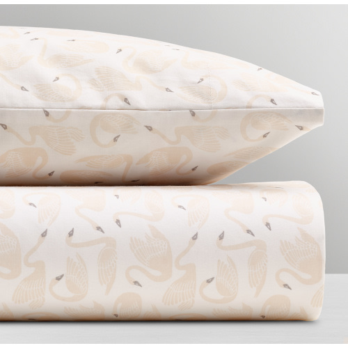 Swan Print Organic Cotton Crib Sheet | RH Baby & Child