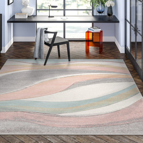 Wade Logan® Dugway Abstract Gray/Pink/Cream Hues Area Rug & Reviews | Wayfair