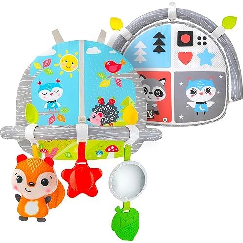 BENBAT Car Seat Toys for Babies - Double Sided Rear Facing Carseat Toy with Baby Mirror for Infants Girls and Boys 0+ Month Blue