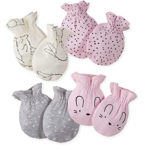 GERBER Baby 4-Pair Mittens - 0-3 Months - Bunny Love