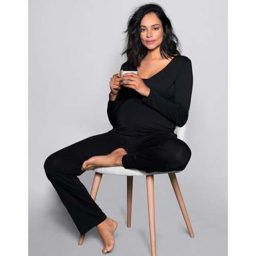 Black Bamboo Lounge Maternity Pajamas | Seraphine