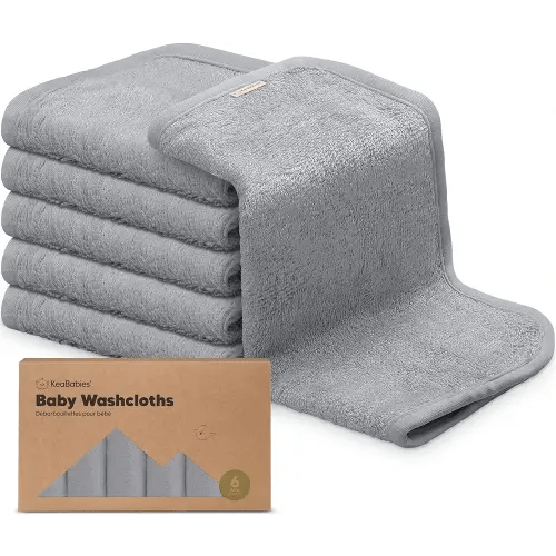 6-Pack Baby Washcloths - Soft Viscose Derived from Bamboo Washcloth, Baby Wash Cloths, Baby Wash Cloth for Newborn, Kids, Bath Baby Towels, Face Towel, Face Cloths for Washing Face(Cool Gray)