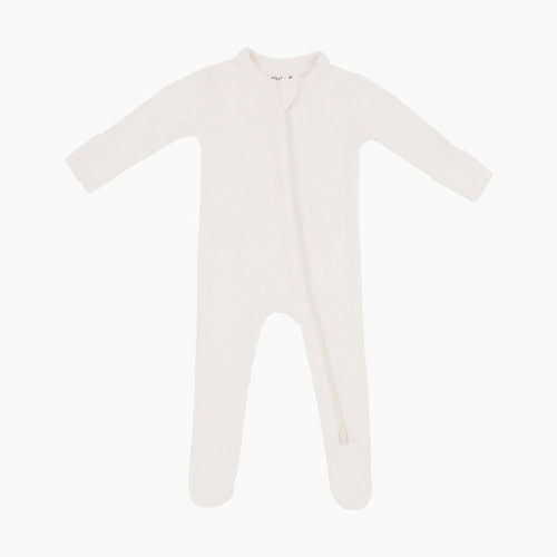 Ribbed Zipper Footie - Oat 0-3 months