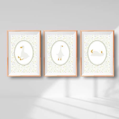 Printable Duck Nursery Print Set, Nursery art, Wildflowers, Duck Nursery Decor, Goose Nursery Print, Duck Pictures for Nursery, Silly Goose