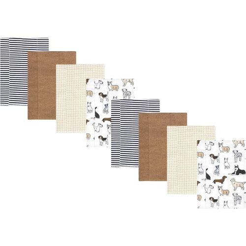 Hudson Baby Cotton Poly Flannel Burp Cloths Multipack, Handsome Dogs 8-Pack, One Size