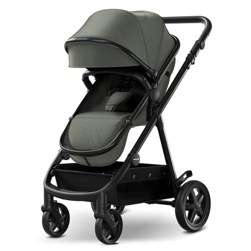 Mompush Meteor2 Baby Stroller 2-in-1 with Bassinet Mode, Compatible with Infant Car Seat Adapter Included, Full-Size Bassinet Strollers for Family Outings