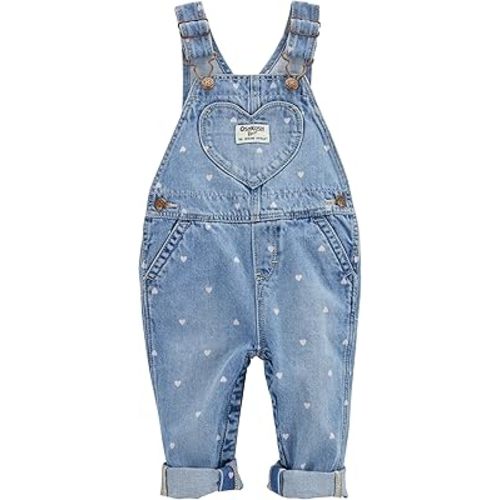 OshKosh B'Gosh Girls World's Best Overalls, Blue Heart, 18M
