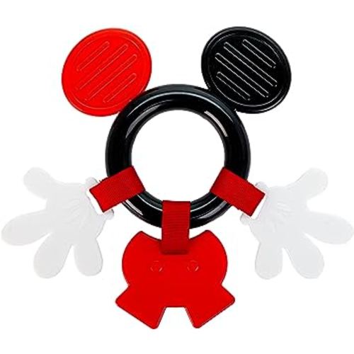 KIDS PREFERRED Disney Baby Mickey Mouse Teether, Black & White High Constrast Toy, Boys and Girls Ages 0+, Stroller On The Go Activity Toy, Multicolor