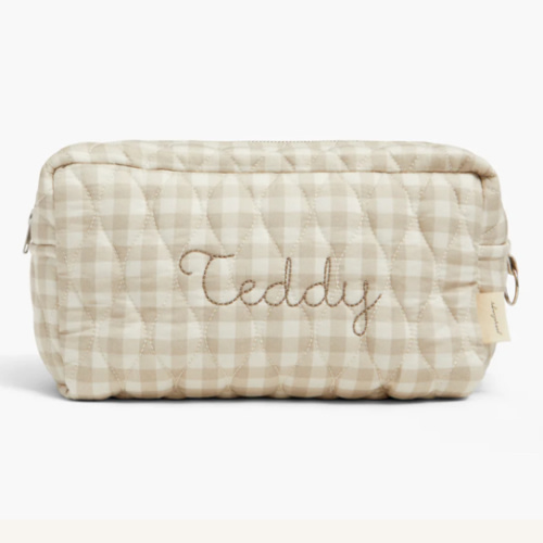 Toiletry Pouch - Beige Gingham | Gooselings