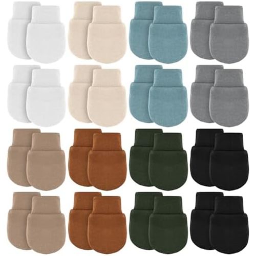 Cuffbow 16 Pairs Newborn Baby Mittens Infant Toddler Gloves No Scratch Mittens Gloves for 0-6 Months Baby Boys Girls