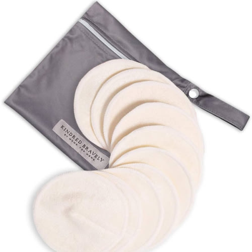 Kindred Bravely Organic Reusable Nursing Pads, Washable, for Breastfeeding & Leaking with Carry Bag, 10 Pack 4.5" D (Twilight Regular)