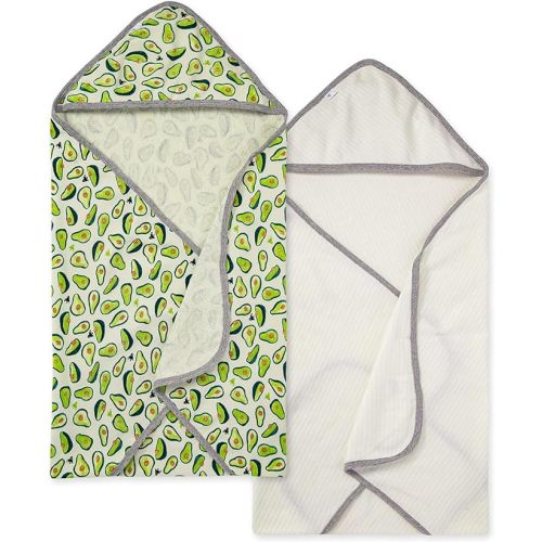 Burts Bees Baby Infant Hooded Towels Avo-Crazy Organic Cotton, Unisex Bath Essentials and Newborn Necessities, Soft Nursery Towel with Hood Set, 2-Pack Size 29 x 29 Inch - Avo-crazy