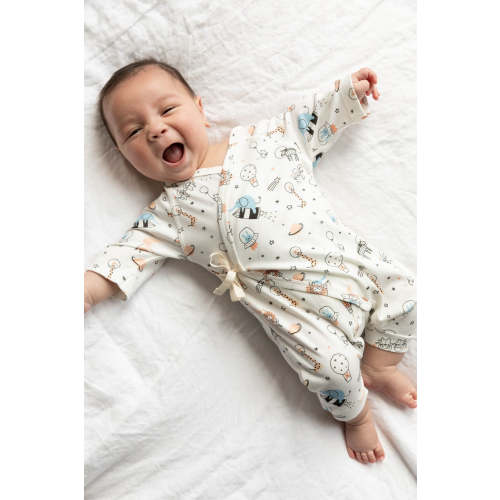 Space Print Baby Kimono Onesie