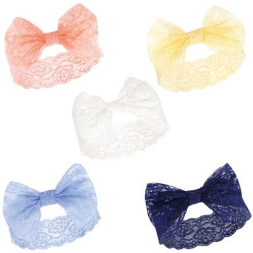 Hudson Baby Infant Girl Headbands 5pk, Periwinkle Yellow, 0-24 Months