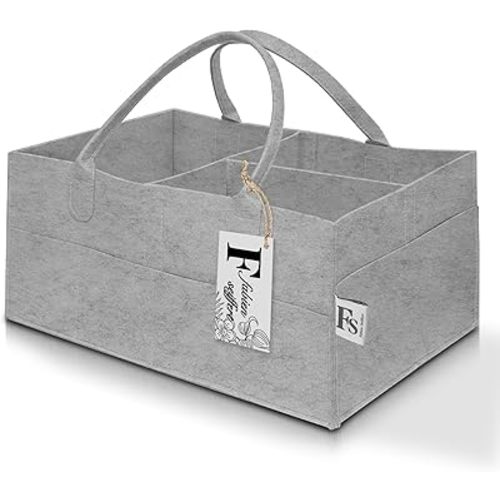 Baby Diaper Caddy Organizer,Nursery Storage Bin and Car Organizer for Diapers and Baby Wipes, Newborn Essentials Must Haves,super large,Gray