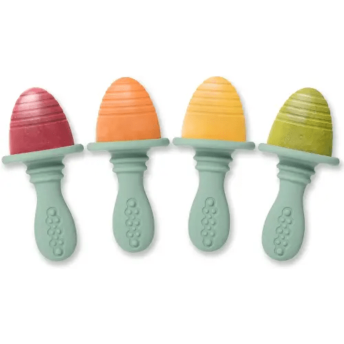 PrimaStella Silicone Petite Pops - Baby Popsicle Mold - BPA Free - Dishwasher Safe - 4 Months+ (Sage Green Teether Pops)
