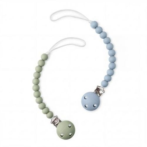 Comfy Cubs Pacifier Clips 2 Pack - 100% Food Grade Silicone Baby Pacifier Clips - Pacific Blue and Sage