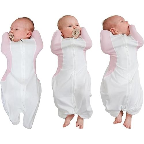 KIDIRA Swaddle for Newborns, Pink Baby Swaddles 0-3 Months 5-13lb, Arms Up Swaddle 0-3 Months Newborn with Moisture-Wicking Fabric, Promotes Healthy Hip Development, 2-Way Zipper & Foot Buttons, 1Pack