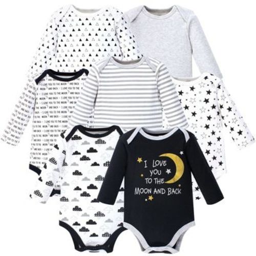 Hudson Baby Cotton Long-sleeve Bodysuits 7pk, Moon And Back, 12-18 Months