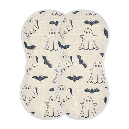 Burbuja Halloween Spooky Muslin Baby Burp Cloths, Soft & Absorbent Cotton Burping Rags for Newborn Boys & Girls, 2 Pack