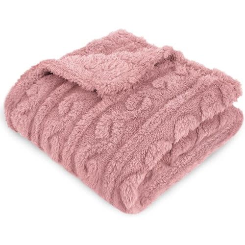 HOMRITAR 3D Fleece Baby Blanket for Girls Boys Fluffy Fuzzy Flannel Soft Warm Plush Cozy Bed Blanket for Home Decor, Toddlers Infant or Newborn Receiving Blanket (30x40inch, Coral Pink)