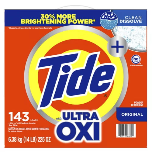 Tide Plus Ultra Oxi Powder Laundry Detergent, Original, 143 Loads, 225 oz | Costco