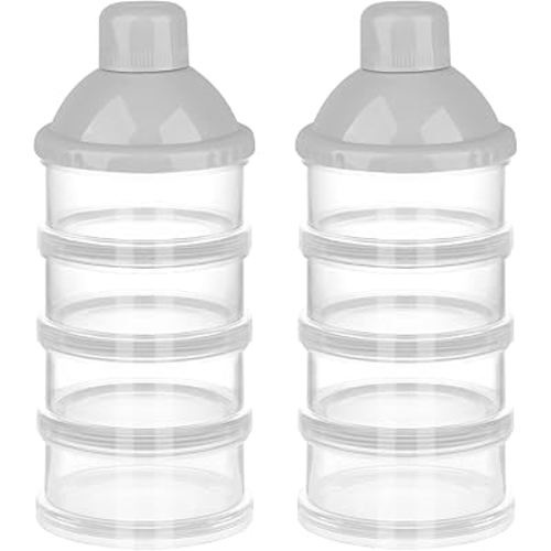 Accmor Formula Dispenser On The Go, 4 Compartments Stackable Formula Container for Travel, Baby Milk Powder Kids Snack Container, BPA Free