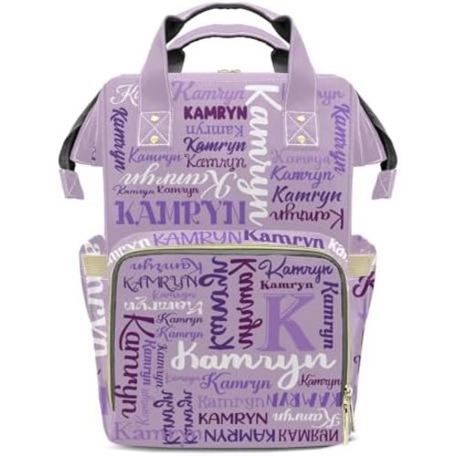 Name Violet Personalized Large Capacity Diaper Bags,Custom Name Backpack Casual Daypack Bag Nappy Bag Backpack Gifts for Girls Boys