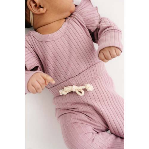 Lavender Ribbed Flutter Bodysuit Set