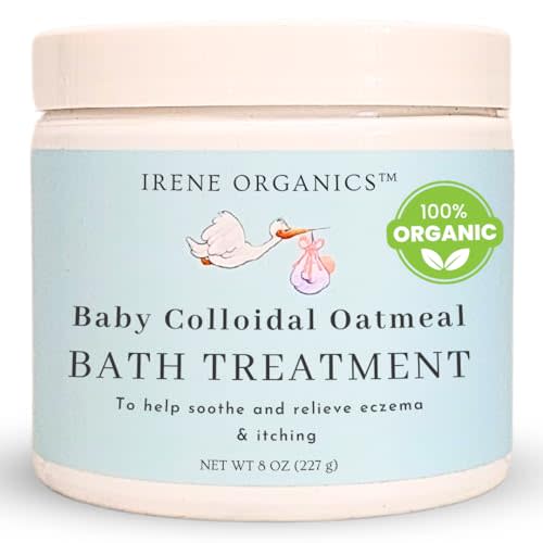 Oatmeal Baby Bath Powder for Eczema by Irene Organics - Colloidal Oatmeal for Soothing Treatment of Eczema, Diaper Rash, Dry Skin, Itching and Irritation - Moisturize and Sooth Baby and Toddler Skin