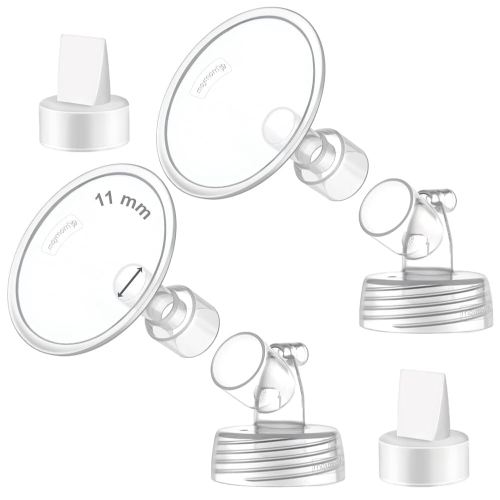 2X 11 mm Maymom Two-Piece Wide Neck Pump Parts Compatible with Spectra S1,Spectra S2 Pumps and 2 Valves; Incl Wide Mouth Flanges; Not Original Spectra Flange; (11mm Flange with Valve)