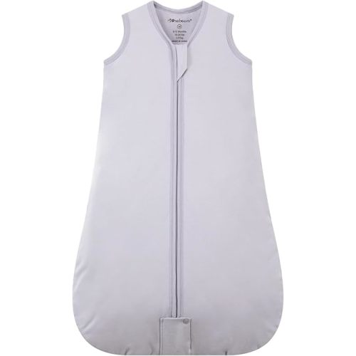 Mosebears Sleep Sack Baby Winter Wearable Blanket with 2-Way Zipper,2.5 TOG Cotton Sleep Sack Unisex (Light Grey, 6-12 Months)