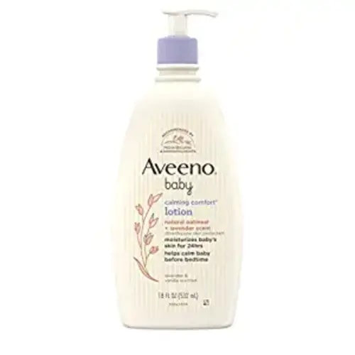AVEENO BABY Calming Comfort Moisturizing Lotion with Relaxing Lavender & Vanilla Scents, Non-Greasy Body Lotion with Natural Oatmeal & Dimethicone, Paraben- & Phthalate-Free, 18 fl. Oz