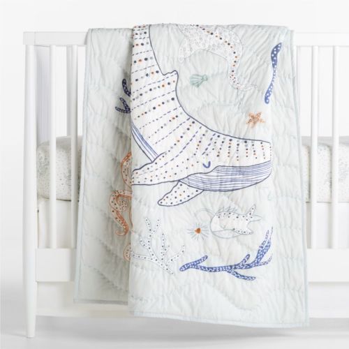 Aquatic Life Organic Cotton Baby Crib Quilt
