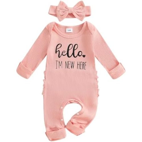 Newborn Baby Girl Winter Clothes Ruffle Ribbed Knit Romper One Piece Long Sleeve Jumpsuit Cute Coming Home Outfit