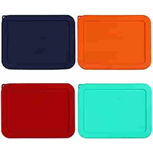 Sophico 6 Cup Rectangle Silicone Storage Cover Lids Replacement for Pyrex 7211-PC Glass Bowls, Container not Included (MIX)