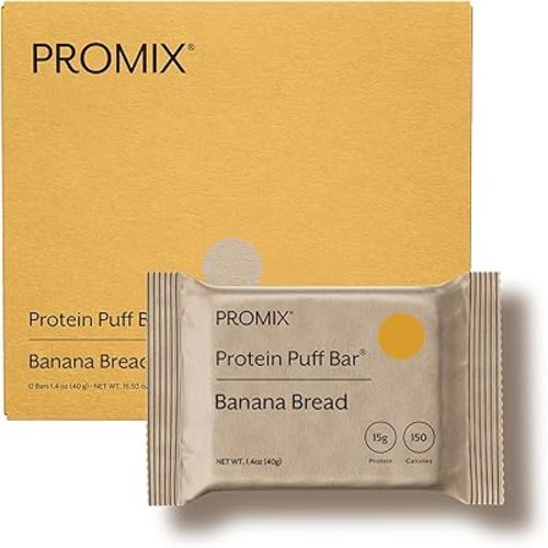 ProMix Nutrition Protein Puff Bars - Banana Bread - Marshmallow Crispy Treat - Great Tasting & Healthy On The Go Snack - High Protein & Low Calorie - Free From Gluten, Soy, & Corn - 12 Bars