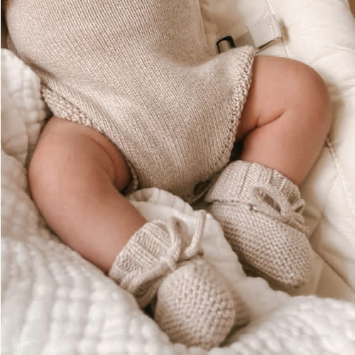 Luna + Luca Organic Booties - Heather Beige