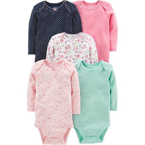 Simple Joys by Carter's Baby Girls' Long-Sleeve Bodysuit, Pack of 5