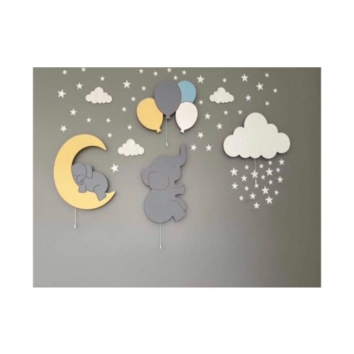 Set of 4 | Nursery Lighting , Elephant Balloons , Moon and Cloud , Kids Wall Lamp , Nursery Lamp , Baby Room Decor, Nursery Wall Lighting 2