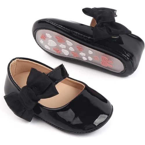 Meckior Infant Baby Girls Soft Sole Bowknot Princess Wedding Dress Mary Jane Flats Prewalker Newborn Light Baby Sneaker Shoes - 0-6 Months Infant