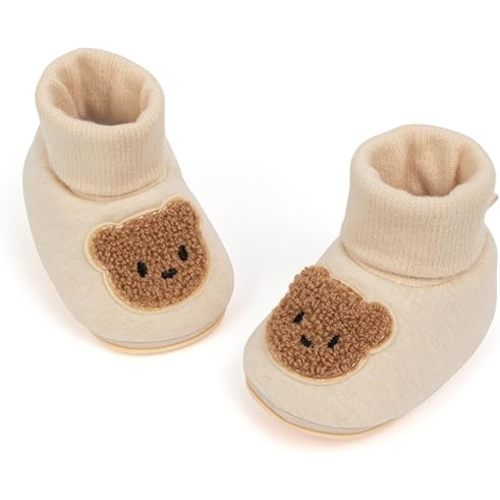 Miamooi Newborn Infant Baby Girls Boys Cotton Booties Winter Warm Slippers Fleece Sock Shoes Stay On First Walker Shoes Non Slip Sole Ankle Crib Shoes 0-18 Months