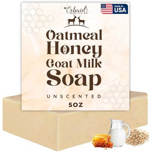Oatmeal Soap – Natural Oatmeal & Honey Goat Milk Bar – Face & Body Wash for Eczema, Psoriasis, Dry, Itchy, Sensitive Skin Relief – Unscented Soap Great for Kids, Babies – Handcrafted, Made in USA