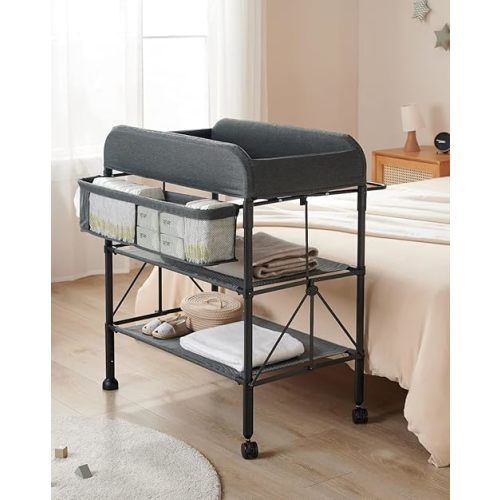 BEKA Diaper Changing Station, Portable Changing Table for Baby, Waterproof, Folding Portable Changing Station, Adjustable Height w/Organizer, Mobile Nursery Diaper Changing Table for Baby, Newborn