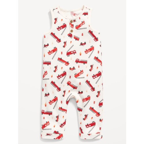 Unisex Sleeveless Thermal-Knit Henley One-Piece for Baby
