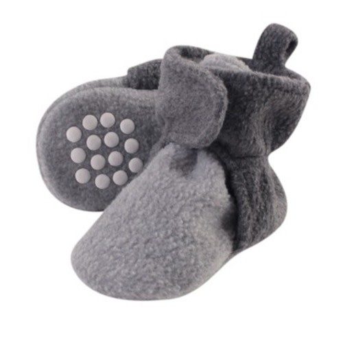 Luvable Friends Baby and Toddler Cozy Fleece Booties, Heather Charcoal Heather Gray, Size: 6-12 months