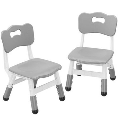 Kids Chairs - 3-Level Height Adjustable Plastic Chairs with Non-Slip Pads (2-Pack)