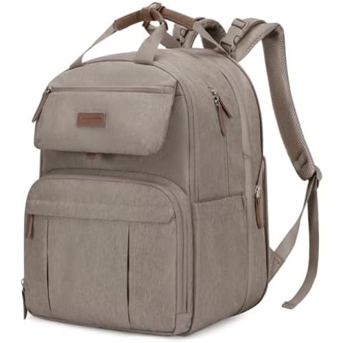 mommore Diaper Bag Backpack, Large Diaper Bag Expandable for 2 Kids/Twins, Durable Baby Bag with Changing Pad, Water Resistant Travel Diaper Backpack for Mom Dad