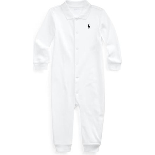 Solid Cotton Interlock Polo Romper, 3M
