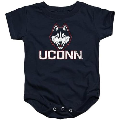 University of Connecticut Official Distressed Primary Logo Unisex Infant Snap Suit for Baby